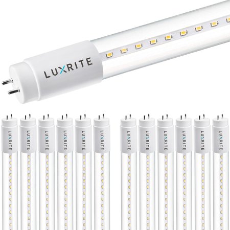 LUXRITE T8 LED Tube Light Bulbs 13W (32W Equivalent) 1900LM 3000K Soft White Type A+B G13 Base 12-Pack LR34195-12PK